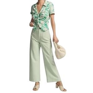 Maeve by Anthropologie XL Floral Ruched Front Blouse Top